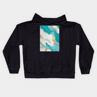 marble pastel turquoise gradient Kids Hoodie